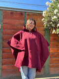 Poncho Capucha Burdeo