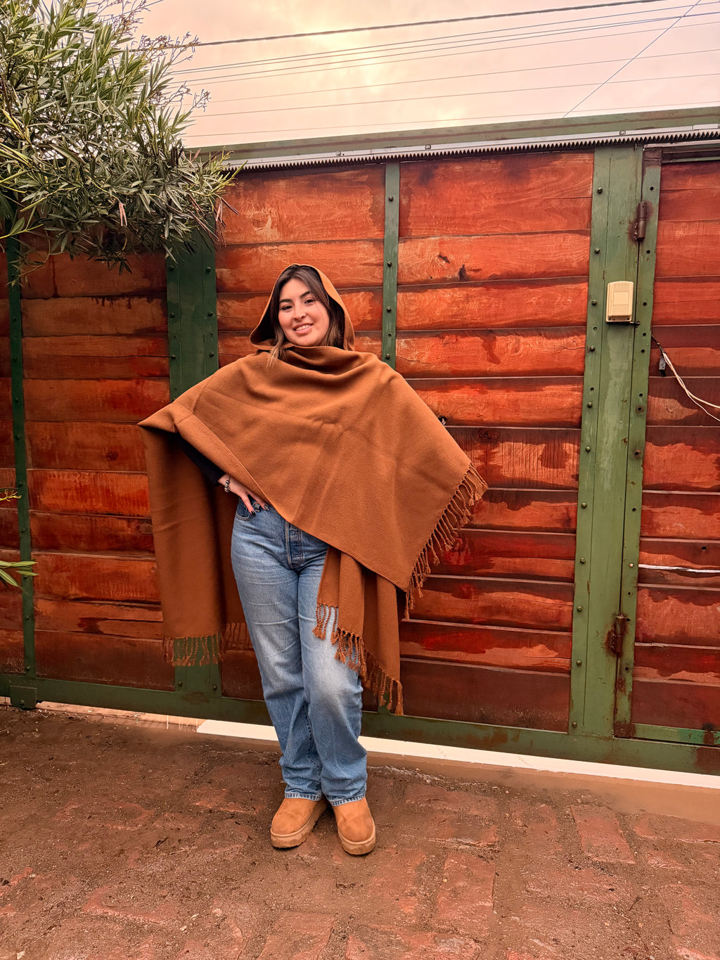 A PEDIDO | Ruana con Capucha Vicuña con Flecos - Tejida a Telar