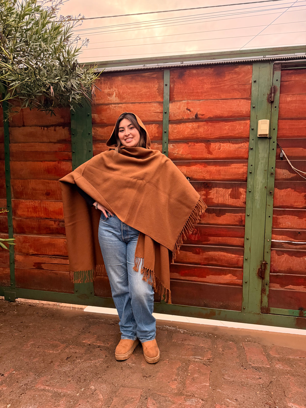A PEDIDO | Ruana con Capucha Vicuña con Flecos - Tejida a Telar