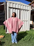 Poncho Rosado 1.60mt Diseño Mapuche Crudo