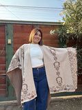 Ruana Beige Diseño Herraduras Café 3 Colores