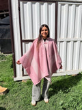 Poncho Rosado 1.50mt Diseño Mapuche Crudo