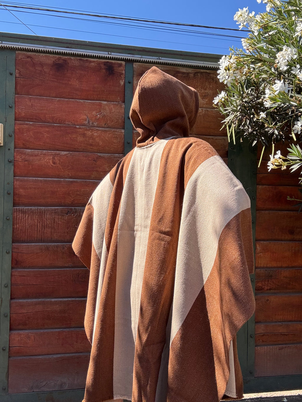 Poncho Capucha Café-Beige