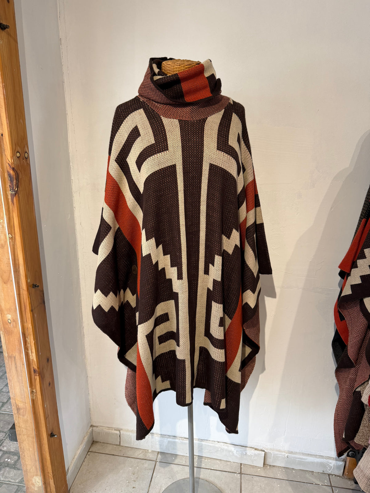 Poncho Vestir Étnico Café