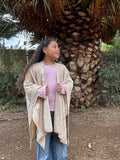 Ruana Kids Talla 10 Beige Diseño Copihues