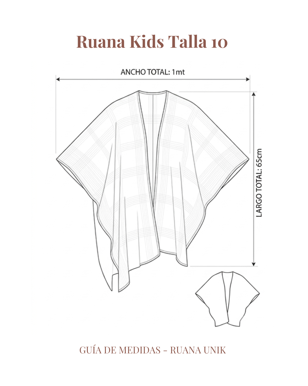 Ruana Kids Talla 10 Fucsia Diseño Copihues