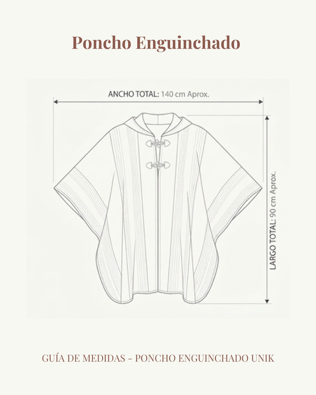 Poncho de Huaso Enguinchado Café con Franjas Beige