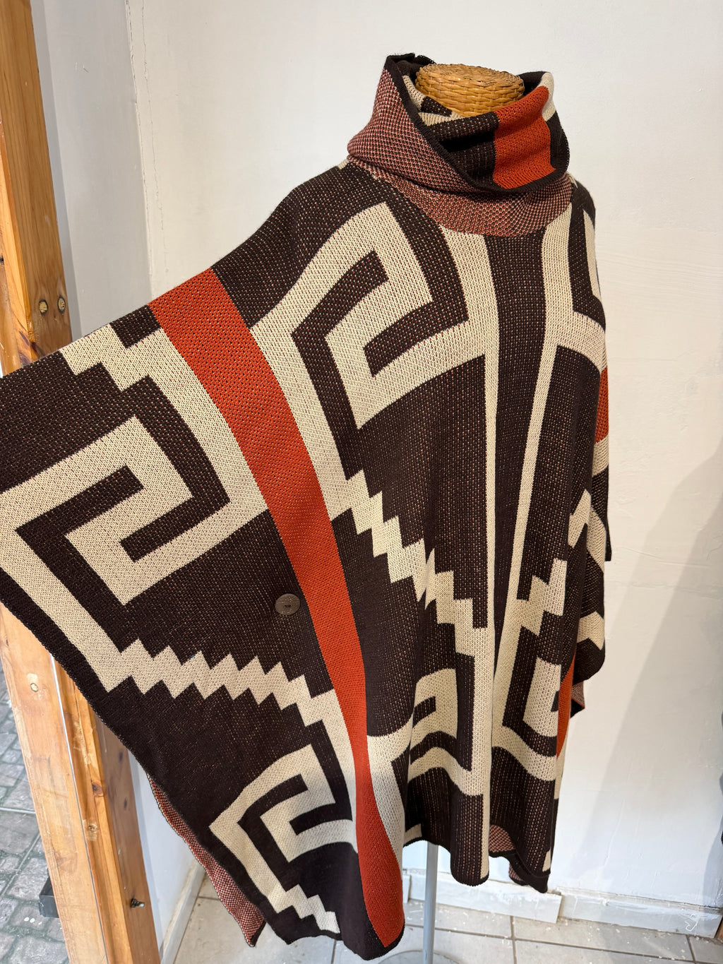 Poncho Vestir Étnico Café