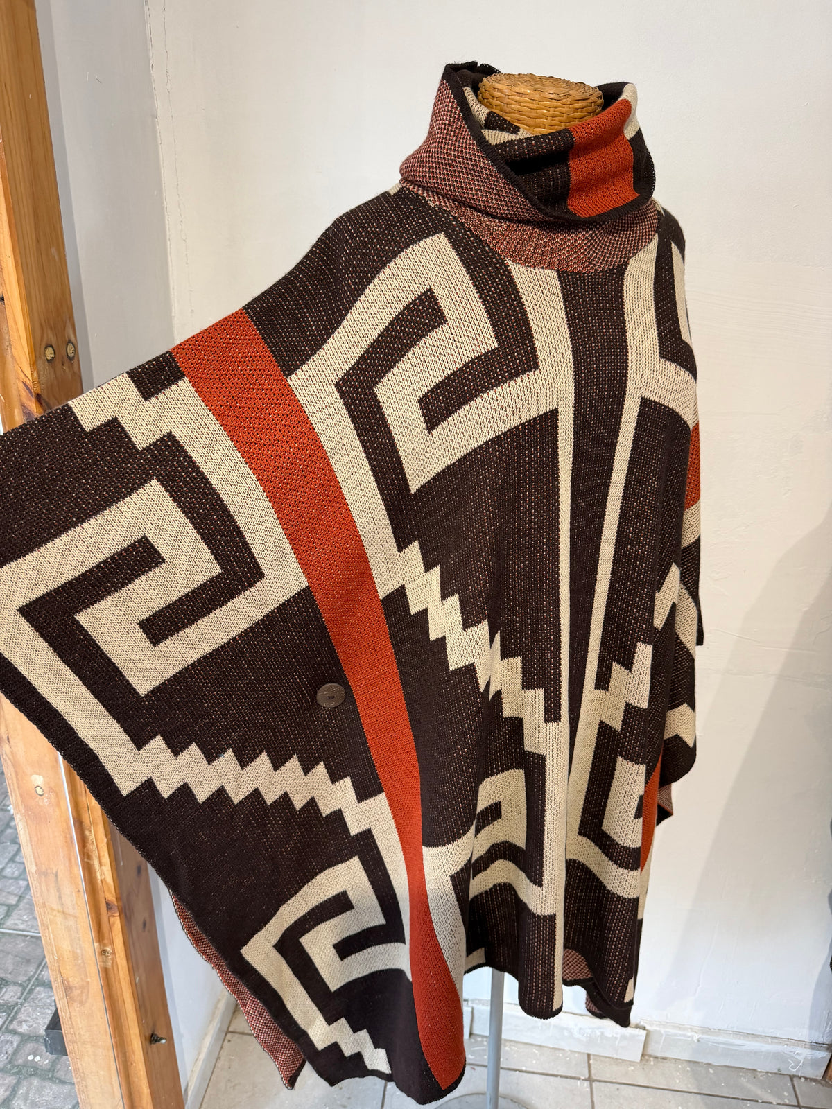 Poncho Vestir Étnico Café