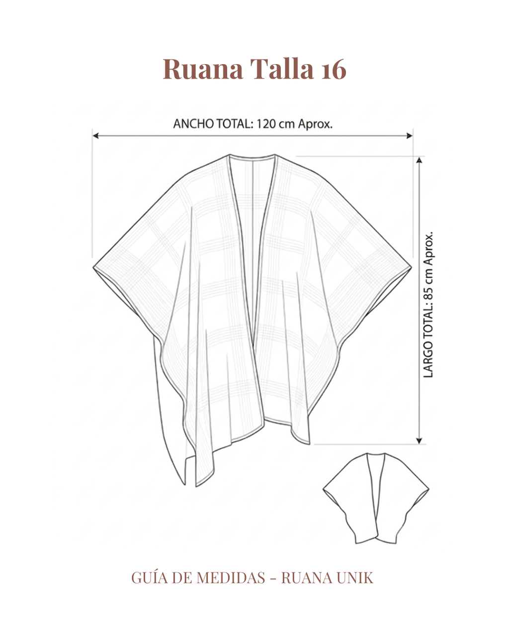 Ruana Kids Talla 16 Turquesa Diseño Copihues