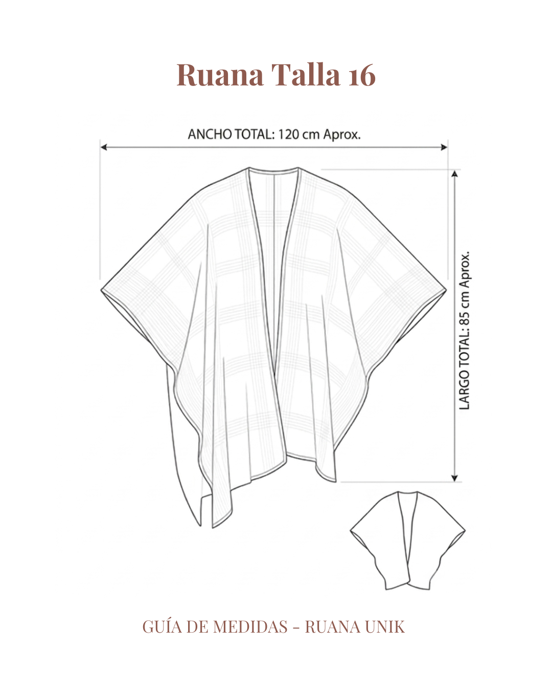 Ruana Kids Talla 16 Turquesa Diseño Copihues