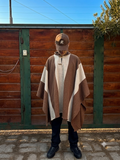 Poncho Capucha Café-Beige