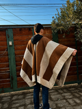 Poncho de Huaso Enguinchado Vicuña con Franjas Beige