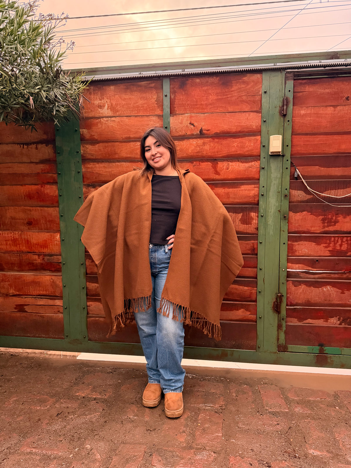 A PEDIDO | Ruana con Capucha Vicuña con Flecos - Tejida a Telar