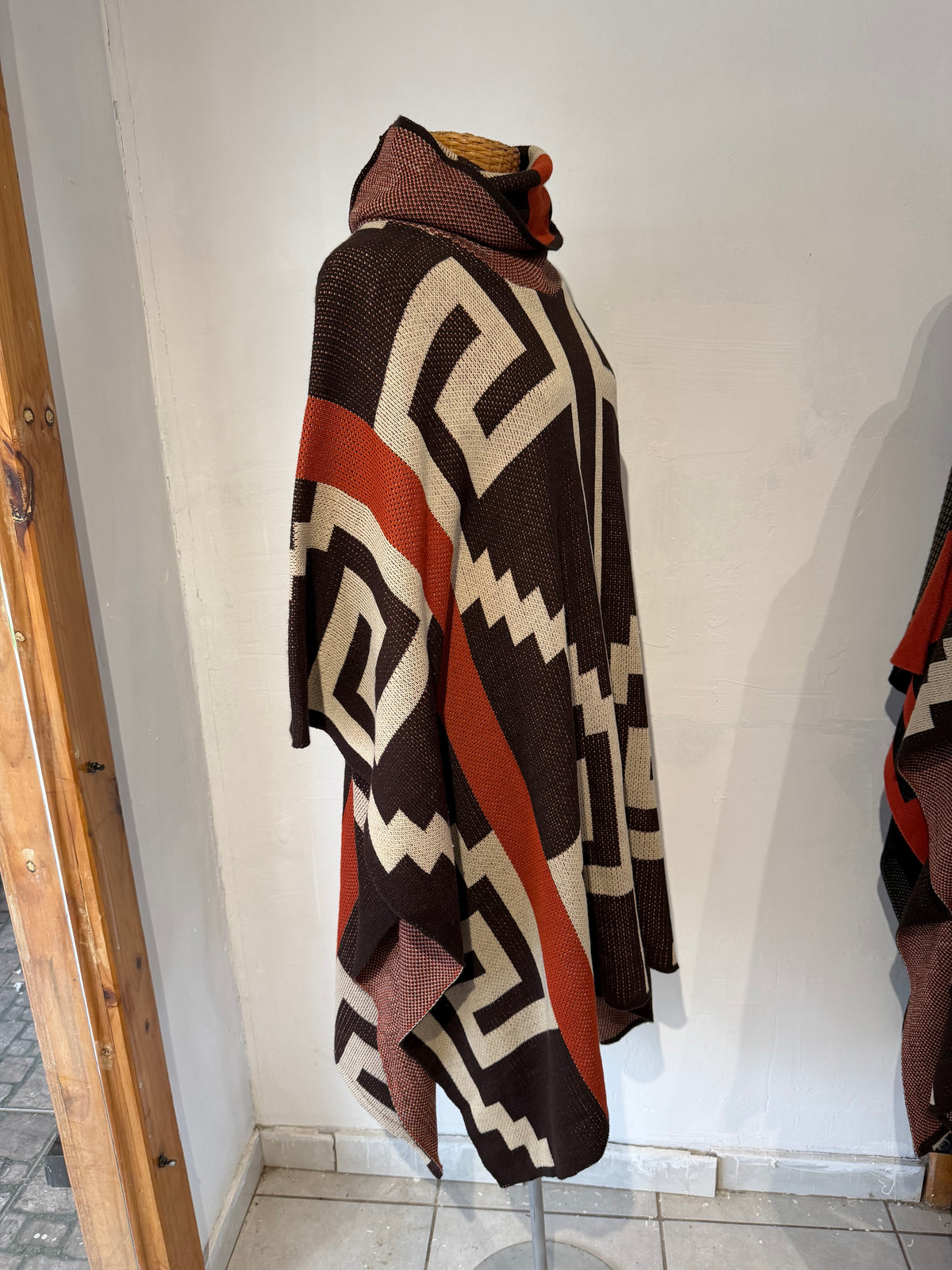 Poncho Vestir Étnico Café