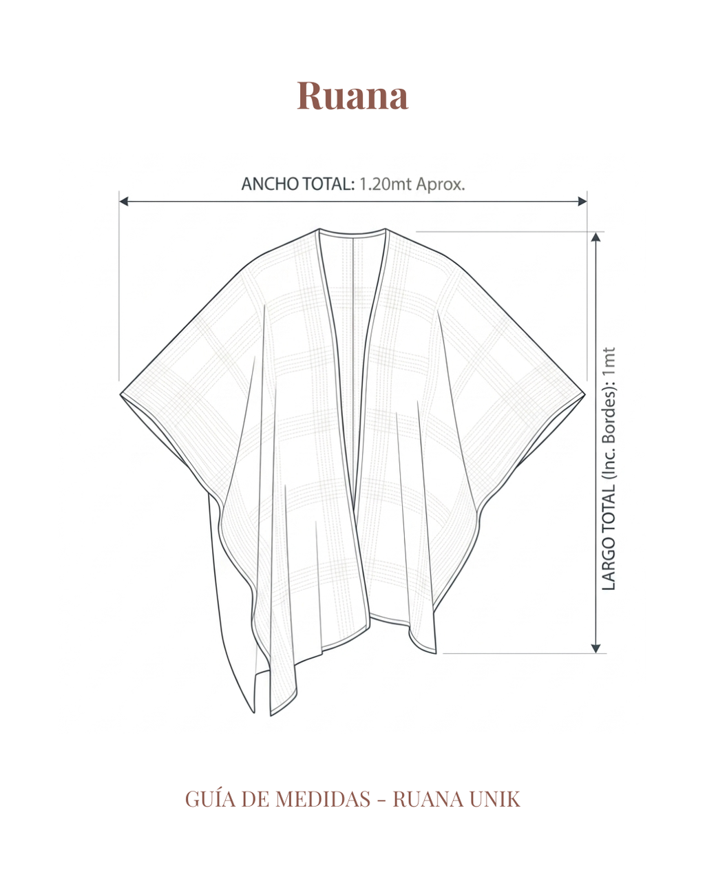 Ruana de Huasa Liviana Visón con Franjas Beige