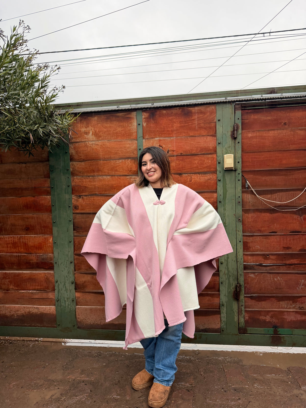 Poncho Campo Campo Rosado con Crudo