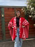 Ruana Talla 16 Roja Diseño Hojas