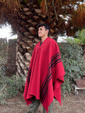 Poncho de Huaso Rojo con Franjas Negras